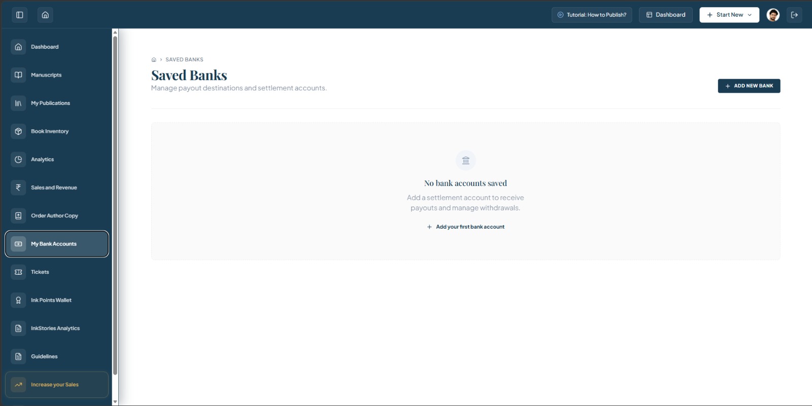 Saved Banks desktop view